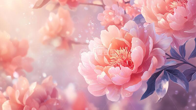 高清大图下载【趣麦麦图】梦幻牡丹花花朵梦幻背景