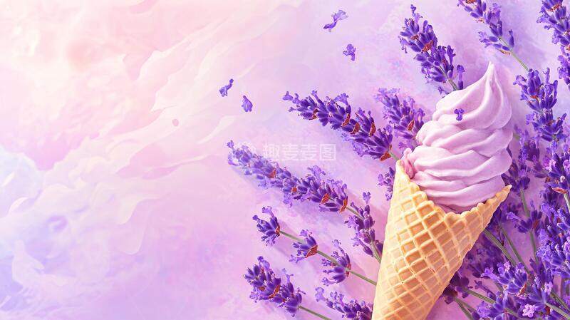 高清大图下载【趣麦麦图】薰衣草冰激凌
