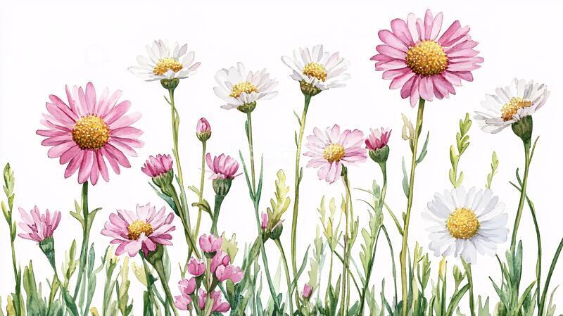 高清大图下载【趣麦麦图】雏菊板绘插画1