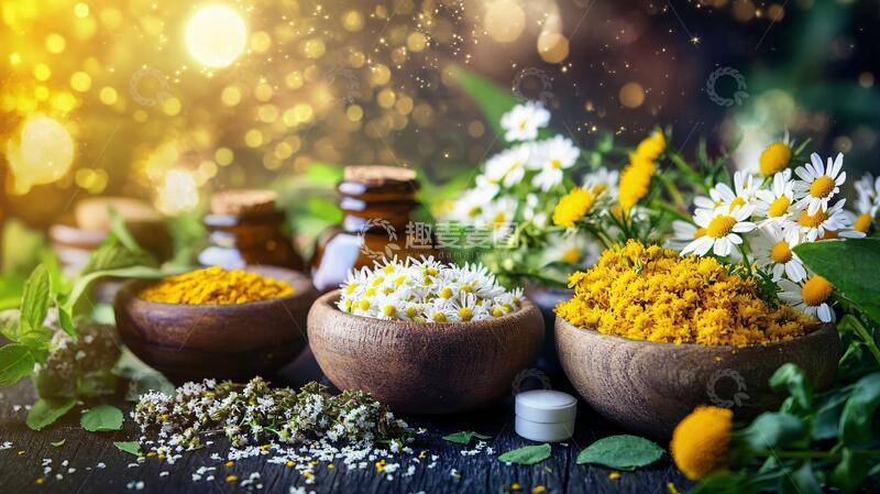 高清大图下载【趣麦麦图】洋甘菊精油精油植物疗法