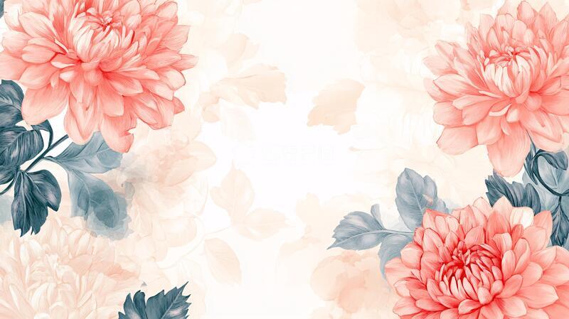 高清大图下载【趣麦麦图】牡丹背景画牡丹手绘质感