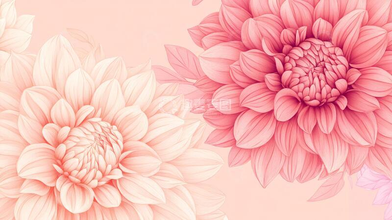 高清大图下载【趣麦麦图】大丽花插画插画手绘菊花