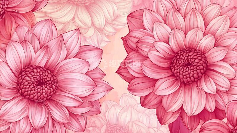 高清大图下载【趣麦麦图】大丽花封面菊花手绘封面