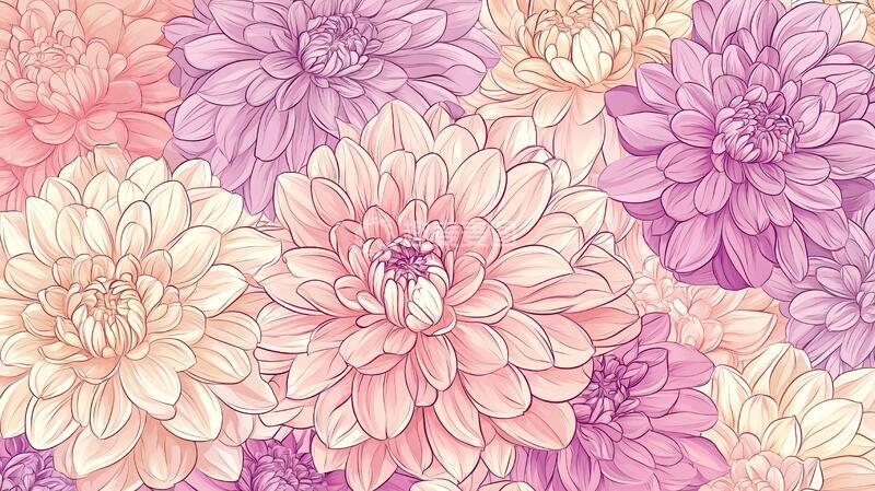 高清大图下载【趣麦麦图】大丽花插画手绘花朵插画