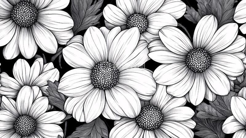 高清大图下载【趣麦麦图】黑白菊花背景
