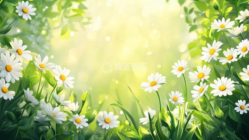 高清大图下载【趣麦麦图】绿叶白花壁纸4