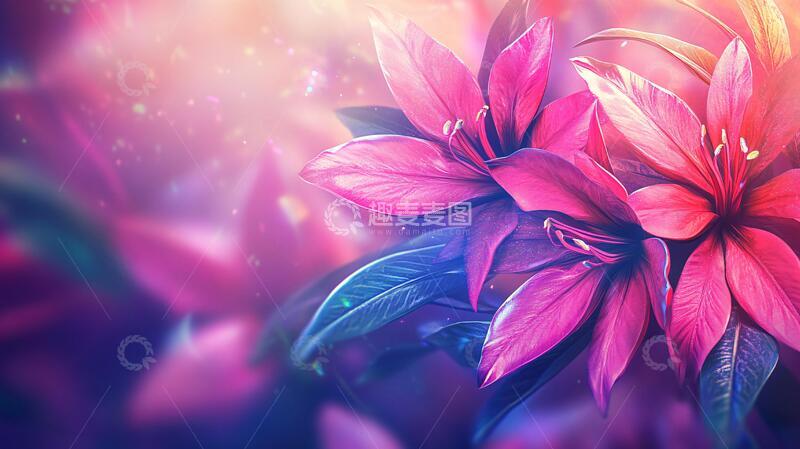 高清大图下载【趣麦麦图】梦幻百合花插画梦幻花朵