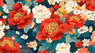 牡丹插画底纹1
