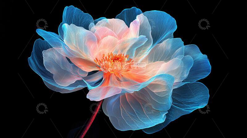 高清大图下载【趣麦麦图】渐变风花朵花卉立体荷花