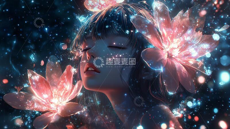 高清大图下载【趣麦麦图】梦幻唯美蓝色系少女2