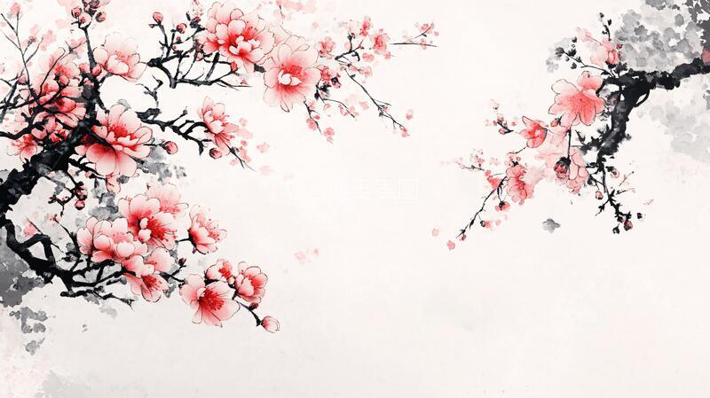 高清大图下载【趣麦麦图】水墨梅花壁纸3