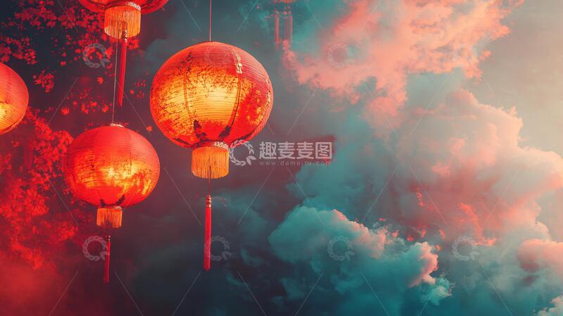 唯美红灯笼背景喜庆唯美