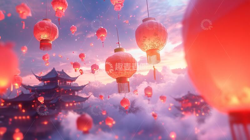 高清大图下载【趣麦麦图】元宵节画面场景氛围灯谜