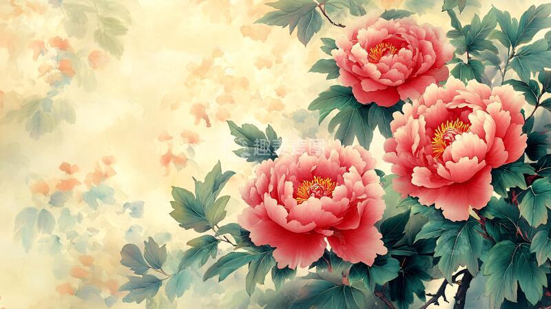 高清大图下载【趣麦麦图】牡丹花壁画壁纸7