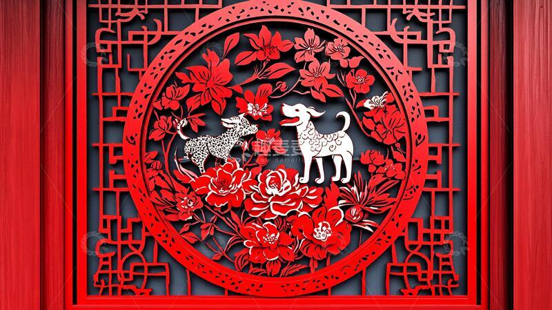 高清大图下载【趣麦麦图】羊年喜字剪纸窗花中式