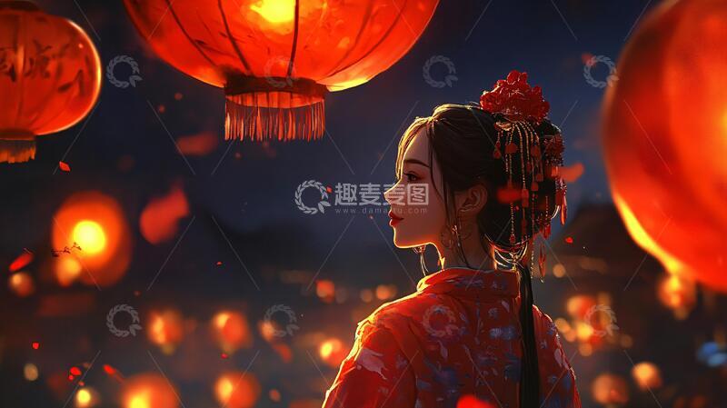 高清大图下载【趣麦麦图】古风美女过年4