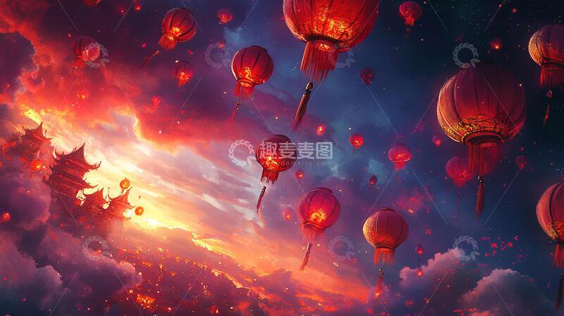 高清大图下载【趣麦麦图】元宵节壁纸场景梦幻画面