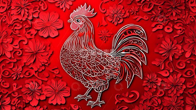 高清大图下载【趣麦麦图】剪纸母鸡剪纸素材金鸡