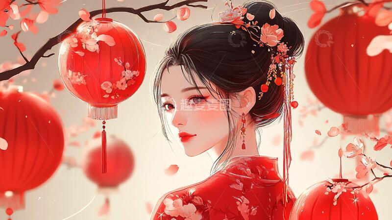 高清大图下载【趣麦麦图】古风美女过年5