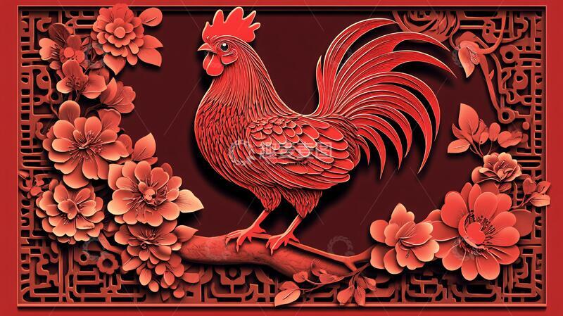 高清大图下载【趣麦麦图】鸡字剪纸设计1