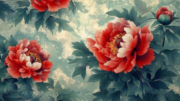 牡丹花壁画壁纸5