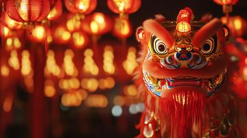 舞狮灯笼舞狮晚会壁纸