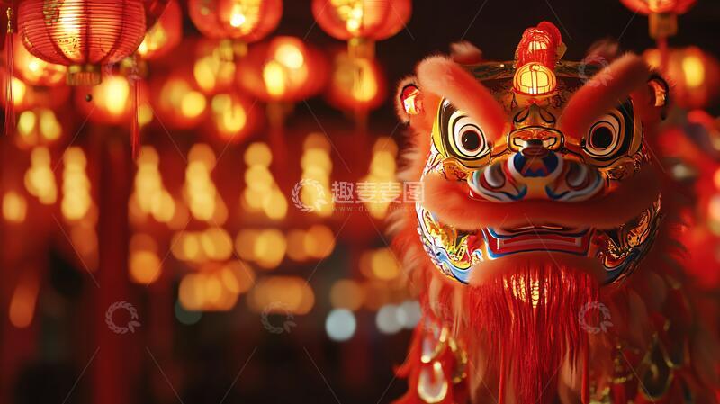 高清大图下载【趣麦麦图】舞狮灯笼舞狮晚会壁纸