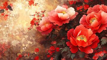 牡丹花壁画壁纸4