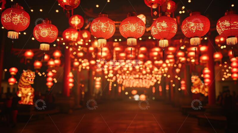 高清大图下载【趣麦麦图】元宵节庙会赏灯