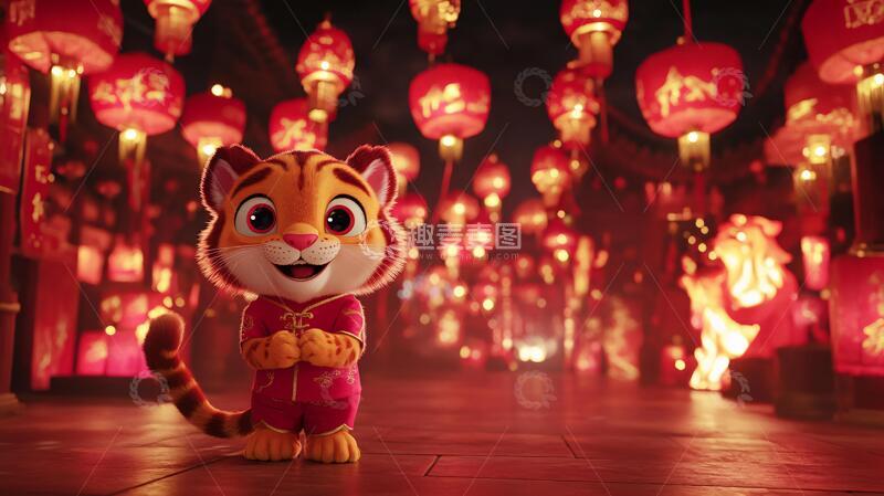 高清大图下载【趣麦麦图】虎年吉祥物虎年拜年形象