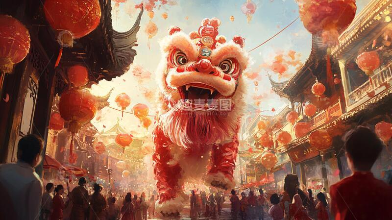 高清大图下载【趣麦麦图】舞狮与元宇宙1