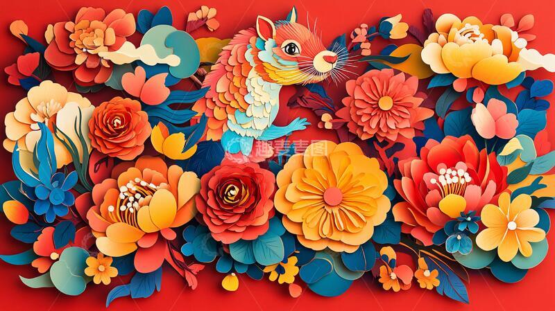 高清大图下载【趣麦麦图】立体纸艺剪纸插画立体