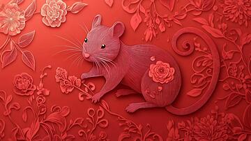 鼠剪纸艺术剪纸插画立体