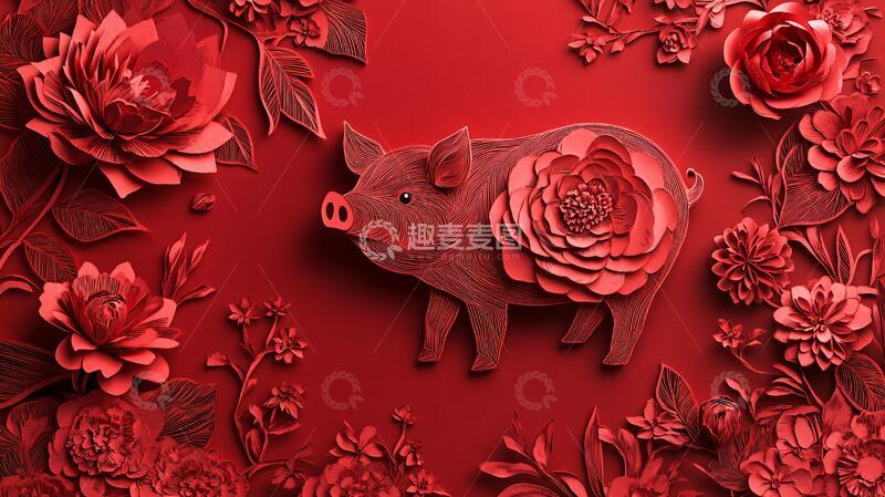 高清大图下载【趣麦麦图】新春剪纸剪纸素材背景