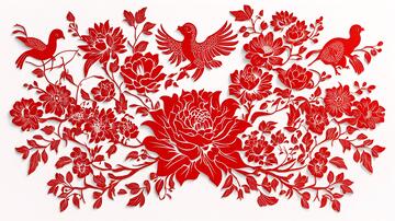 剪纸牡丹剪纸喜鹊花鸟