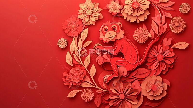 高清大图下载【趣麦麦图】猴年新春纸艺图