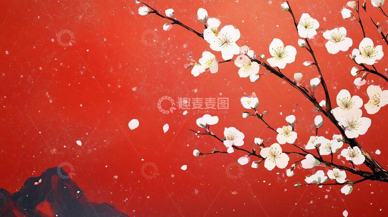 高清大图下载【趣麦麦图】冰雪红梅插画12