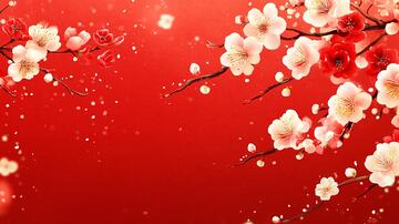 杏花红底图杏花红底手绘