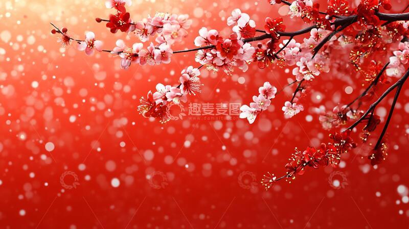 高清大图下载【趣麦麦图】梅花舞台背景9