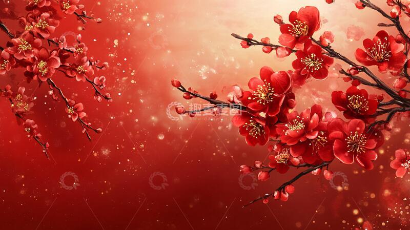 高清大图下载【趣麦麦图】梅花舞台背景8