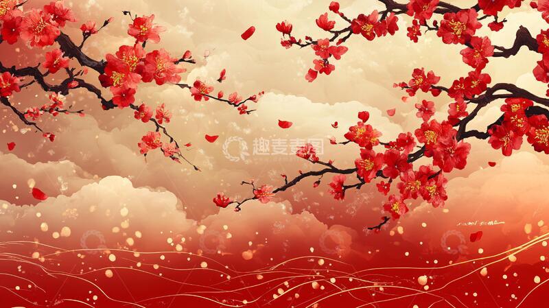 高清大图下载【趣麦麦图】板绘梅花插画5