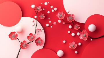 剪纸风背景剪纸立体插画