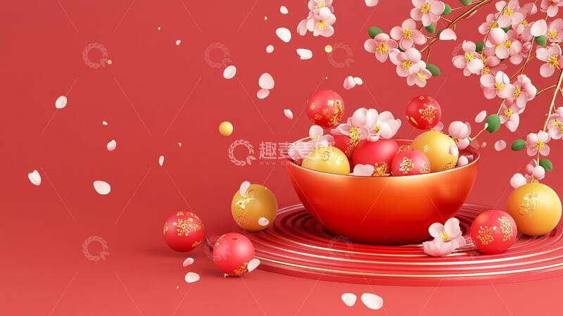 高清大图下载【趣麦麦图】新年梅花元素装饰海报