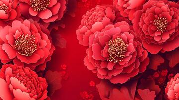 红牡丹图案图案红色花卉