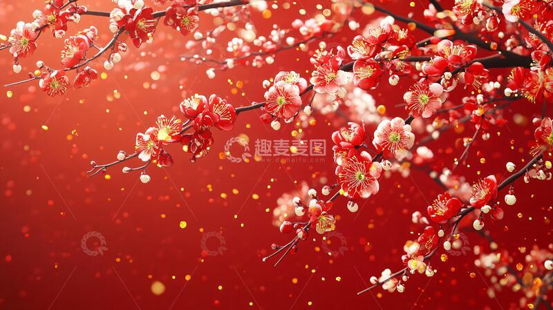 高清大图下载【趣麦麦图】梅花舞台背景7