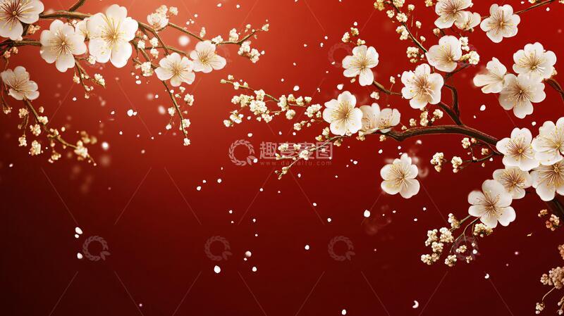 高清大图下载【趣麦麦图】杏花红底图杏花红色底纹