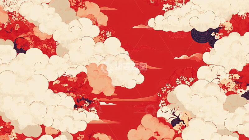 高清大图下载【趣麦麦图】云纹插画插画飞云流云