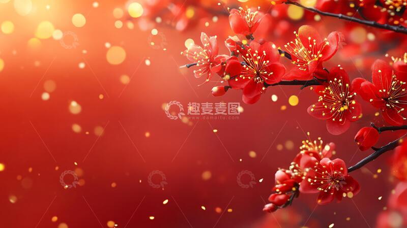 高清大图下载【趣麦麦图】意境红梅花喜上眉梢