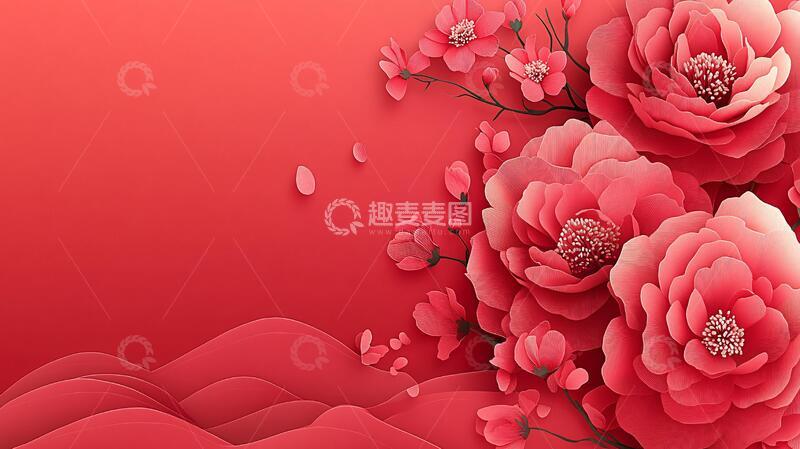 高清大图下载【趣麦麦图】简红大气花朵9