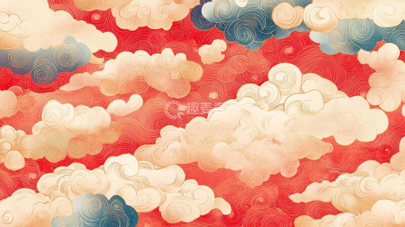 高清大图下载【趣麦麦图】云纹插画底纹图案高端